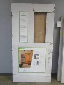 lot 193 image: Masonite 42 in. x 84 in. No Panel Z-Bar Knotty Alder Wood Interior Sliding Barn Door Slab with Hardware Kit