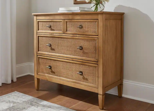 lot 204 image: Home Decorators Collection Marsden Patina Wood Finish 3-Drawer Cane Chest of Drawers (38 in W. X 36 in H.) (IN BOX)