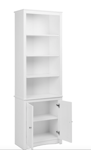 lot 210 image: Prepac 80 in. White Wood 6-shelf Standard Bookcase with Doors (IN BOX)