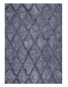 lot 37 image: StyleWell Valencia Blue Shag 6 ft. x 9 ft. Trellis Shag Area Rug (STAINING ON EDGE, NEEDS TO BE CLEANED)