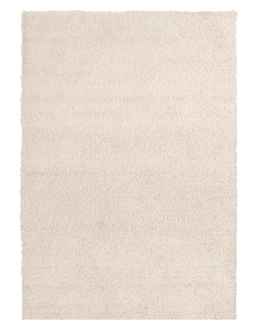 lot 36 image: StyleWell Sunbrooke White 6 ft. x 9 ft. Solid Shag Area Rug (STAINING ON EDGE, NEEDS TO BE CLEANED)