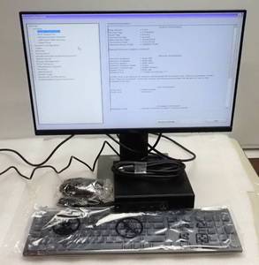 lot 1 image: Dell OptiPlex 3070 Computer with a 21.5 Dell P2219H Monitor  NEW Dell Keyboard and Mouse &nbspINTEL(R) CORE(TM) I5-9500T CPU  2.20GHZ  8GB RAM  256GB SSD &nbsp NO OS  Includes Power Adapter, Cab-AC, HDMI and Display Cords