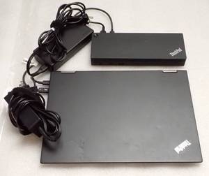 lot 3 image: Lenovo ThinkPad X390 Yoga with a Lenovo ThinkPad Thunderbolt 3 Dock &nbspINTEL(R) CORE(TM) I5-8365U CPU  1.60GHZ  16GB RAM (2x 8GB)  256GB SSD  13.3 Touchscreen  Includes 135W &amp 65W Power Adapters and Lightening Cord