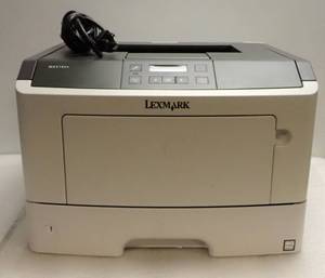 lot 10 image: Lexmark MS410dn Printer  Laser Monochrome  40ppm  Powers On  Includes Toner Cartridge (amount left unknown) and CAB-AC Cord