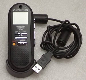 lot 37 image: Olympus Digital Voice Recorder DS-330 with Cradle and USB-Cord  16MB Memory  Transfer audio files to PC or Mac  Recording Speeds of 155 or 330 Minutes  Fully Functional