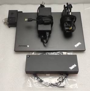 lot 33 image: Lenovo ThinkPad T450s with a Lenovo ThinkPad Thunderbolt 3 Dock  a Lenovo ThinkPad Ultra Dock 40A2  Intel (R) Core (TM) i7-5600U CPU  2.60GHz  8GB RAM (2x 4GB)  256GB SSD  NO OS  Includes 135W &amp 65W Power Adapters and USB-C Cord