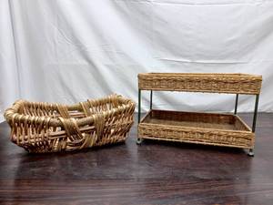 lot 63 image: Basket And Wicker Organizer