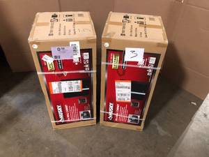 lot 3 image: Husky Ready-to-Assemble 24-Gauge Steel Wall Mounted Garage Cabinet in Black (28 in. W x 29 in. H x 12 in. D), Lot of 2, Customer return, Review all pictures