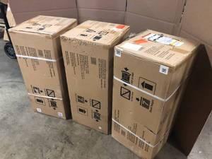 lot 24 image: Husky Ready-to-Assemble 24-Gauge Steel Wall Mounted Garage Cabinet in Black (28 in. W x 29 in. H x 12 in. D), Open Box, Review all pictures