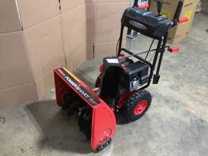 PowerSmart 24 in. 2-Stage Electric Start Gas Snow Blower with Heated Handles and LED Light, Review all pictures, Customer return