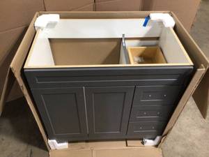Home Decorators Collection 36in Vanity Cabinet, Gray, Review all pictures, Customer return