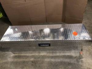 Husky 71.36 in. Diamond Plate Aluminum Full Size Crossbed Truck Tool Box, Customer returns, Review all pictures