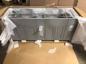 lot 3 image: Virtu USA Caroline Parkway 72 in. W Bath Vanity in Gray, Customer return, Review all pictures