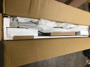 lot 7 image: Martin Svensson Home Orsey Antique White Glass TV Stand Fits TVs Up to 65 in. with Cable Management, Customer return, Review all pictures