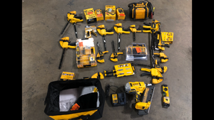 lot 17 image: Mix lot of Dewalt small tools, Hardware, Bag, Review all pictures