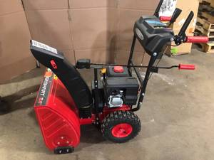 lot 23 image: PowerSmart 24 in. 2-Stage Electric Start Gas Snow Blower with Heated Handles and LED Light, Customer return, Review all pictures
