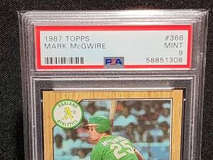 lot 32 image: 1987 Topps Baseball Mark McGuire PSA 9 RC Card #366
