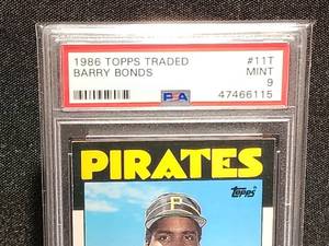 lot 14 image: 1986 Topps Traded Baseball Barry Bonds PSA 9 RC Card #11T