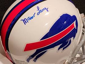 lot 10 image: Buffallo Bills Head Coach Mark Levy Autographed Mini Helmet