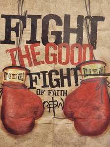 lot 48 image: Metal Tin Man Cave Fight the Good Fight Sign