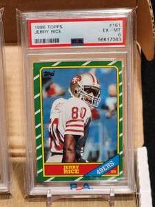lot 78 image: 1986 Topps Football Hand Collated Set w PSA Rookie Cards Of Jerry Rice & Reggie White