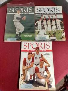 (3) 195556 Sports Illustrated Magazines With Baseball Covers
