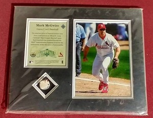 Upper Deck Piece of the Action McGwire Photo Display With Game Used Baseball Piece