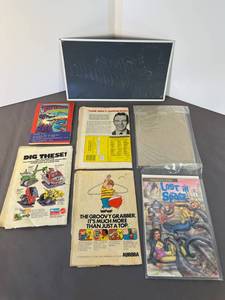 lot 47 image: 5 comic books, a German Superman book, and Betty Boop No Smoking novelty sign