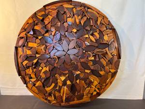 lot 61 image: handmade MCM intricate cut-wood art piece