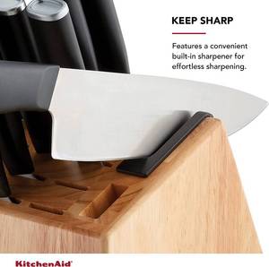 lot 15 image: KitchenAid Classic 15 Piece Knife Block Set with Built-In Knife Sharpener