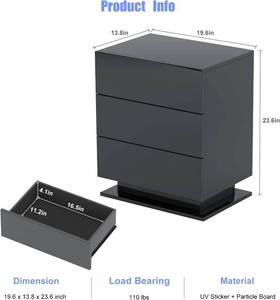 lot 26 image: LED NightstandBedsideLiving Room Office Table with 3 Storage Drawers