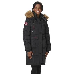 Brand New Canada Weather Gear Womens Hooded Long Puffer Jacket (4 razor cut on front)