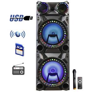 Looks New beFree Sound Bluetooth 12 Double Subwoofer Portable Party Speaker with Wireless Microphone