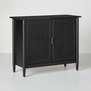 lot 6 image: Brand New Wood & Cane Storage Cabinet - Hearth & Hand with Magnolia
