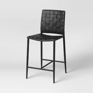 lot 21 image: Brand New Wellfleet Woven Faux Leather Metal Base Counter Height Barstool - Project 62