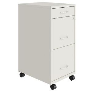 lot 22 image: Brand New Space Solutions 18 Inch Wide Metal Mobile Organizer File Cabinet - White