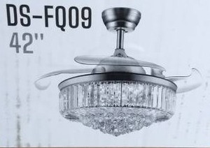 lot 39 image: Brand New - Open Box Item 42 Crystal Ceiling Fan with Light Retractable Blades Ultra Quiet