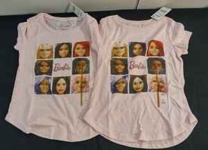 lot 47 image: Brand New Hybrid California Barbie Short Sleeve Graphic T-Shirt Size S (6-6X) Lot of 2 - Petal Pink