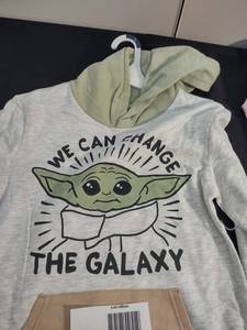 lot 46 image: Brand New Star Wars Hoodie Baby Yoda We Can Change The Galaxy Boys Large Gray