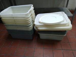 Stack of Plastic TotesTrays