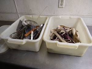 (2) Totes of Kitchen Utensils