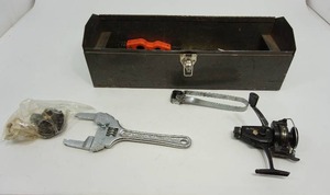 lot 89 image: Metal Tool Box, Fishing Reel Etc