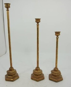 lot 23 image: (3) Brass Candle Stick Holders