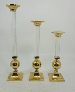 lot 24 image: (3) Brass Candle Stick Holders