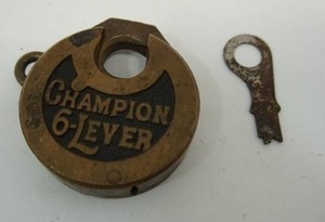 lot 117 image: Antique Champion 6-Lever Lock and Key Miller