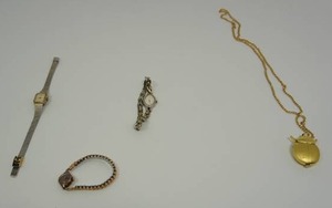 lot 123 image: Collectible Jewelry Vintage Costume Necklace Watch Gold Wrist Ladybug Pendant