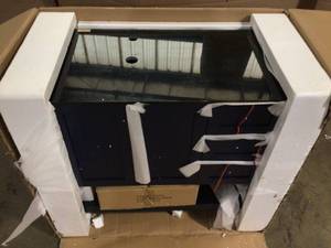 lot 14 image: Timeless Home 36 in. W x 18.88 in. D x 38 in. H Single Bathroom Vanity in Blue with Black Tempered Glass Top review pictures