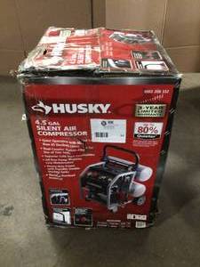 lot 23 image: Husky 4.5 Gal silent Compressor open box customer return see pictures