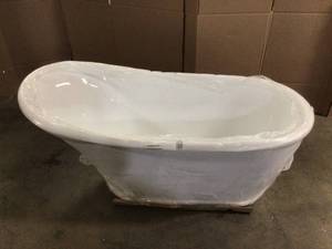 lot 24 image: AKDY 59 in. Acrylic Single Slipper Flatbottom Non-Whirlpool Bathtub in Glossy White review pictures