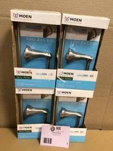 lot 1 image: LOT OF 4 MOEN Darcy Single Post Toilet Paper Holder with Press and Mark in Brushed Nickel Not used